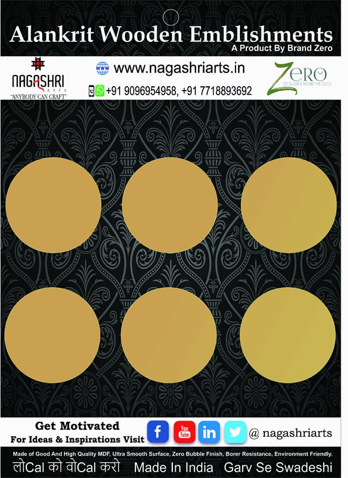 Brand Zero Set of 6 Pcs Circle Coaster - 4.0 Inches Diameter With 4 mm Thickness
