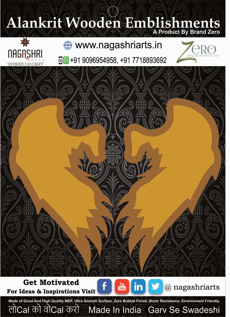 Brand Zero MDF Angle Feather Coaster With Border Frame D1 - Pack of 2 Pairs