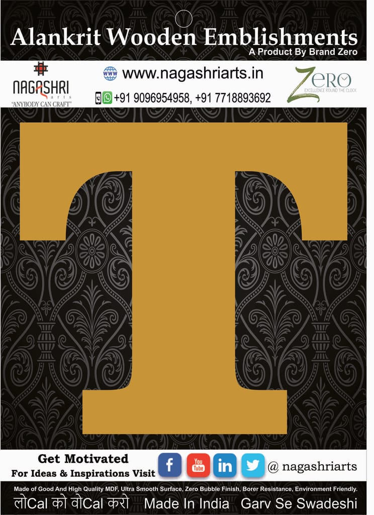 Brand Zero Alphabets, Numbers, Monograms - Upper Case T - CLBBT Font - Select Your Preference