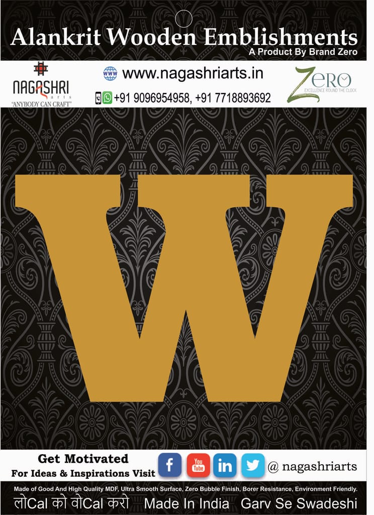 Brand Zero Alphabets, Numbers, Monograms - Upper Case W - CLBBT Font - Select Your Preference