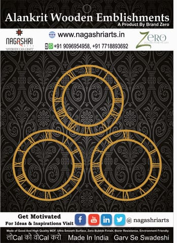 Brand Zero MDF Roman Dial 2.3 Inches Diameter - Pack of 3 Pcs in 2.5 mm Thickness