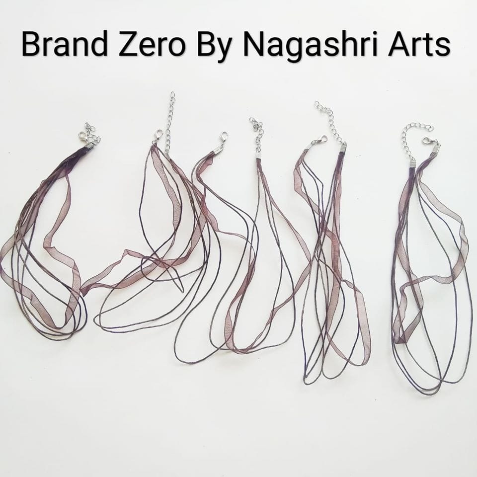 Brand Zero Organza Ribbon Necklace Cords For Jewellery Making -  Light Brown - Pack Of 5 pc