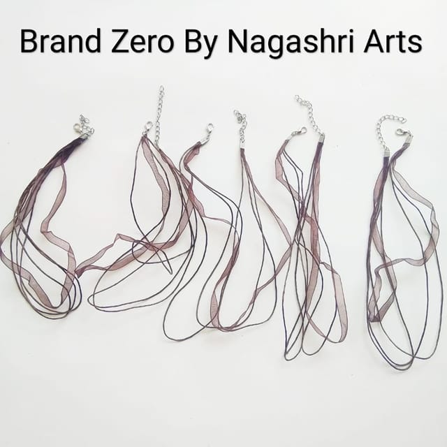 Brand Zero Organza Ribbon Necklace Cords For Jewellery Making -  Light Brown - Pack Of 5 pc