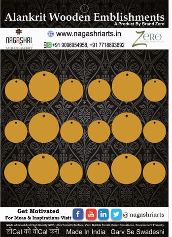 Brand Zero MDF Circle Shape Pendant And Earrings Jewelry Base - Six Sets Of Pack of 3 Pcs