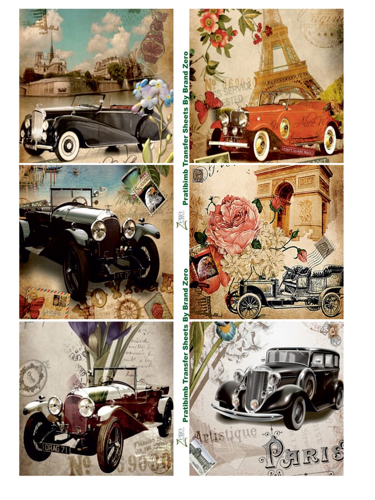 Brand Zero Pratibimb Transfer Sheets - Vintage Car 1