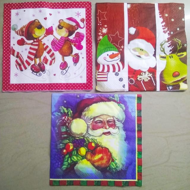 Decoupage Napkin/ Tissue Papers -  33 cm by 33 cm  Santa