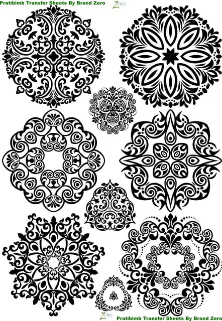 Brand Zero Pratibimb Transfer Sheets - Black Mandala Design 1