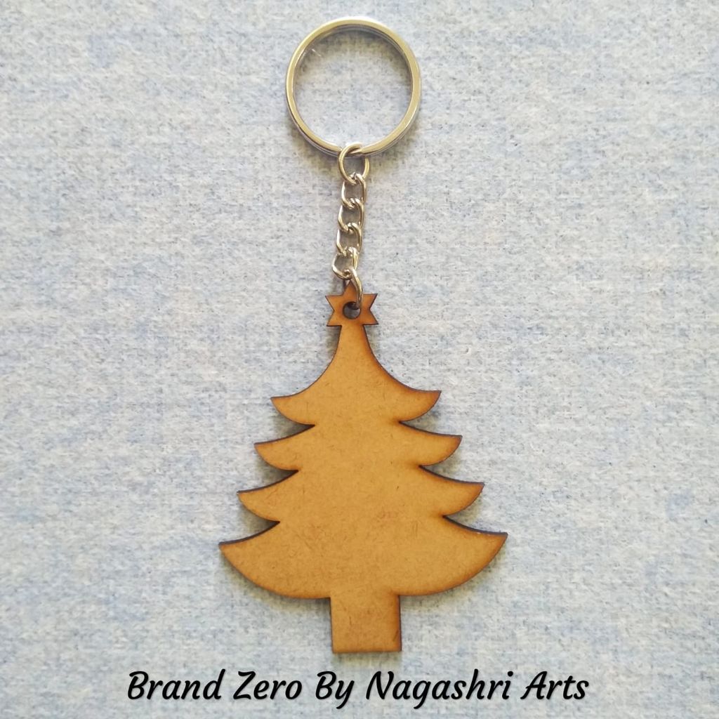 Brand Zero MDF Key Chain Christmas Tree Design - Select Your preferred Size & Thickness