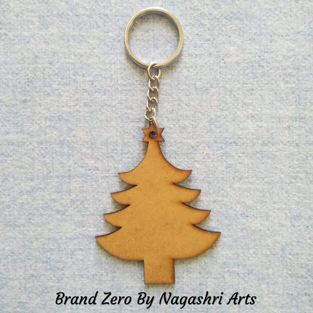 Brand Zero MDF Key Chain Christmas Tree Design - Select Your preferred Size & Thickness
