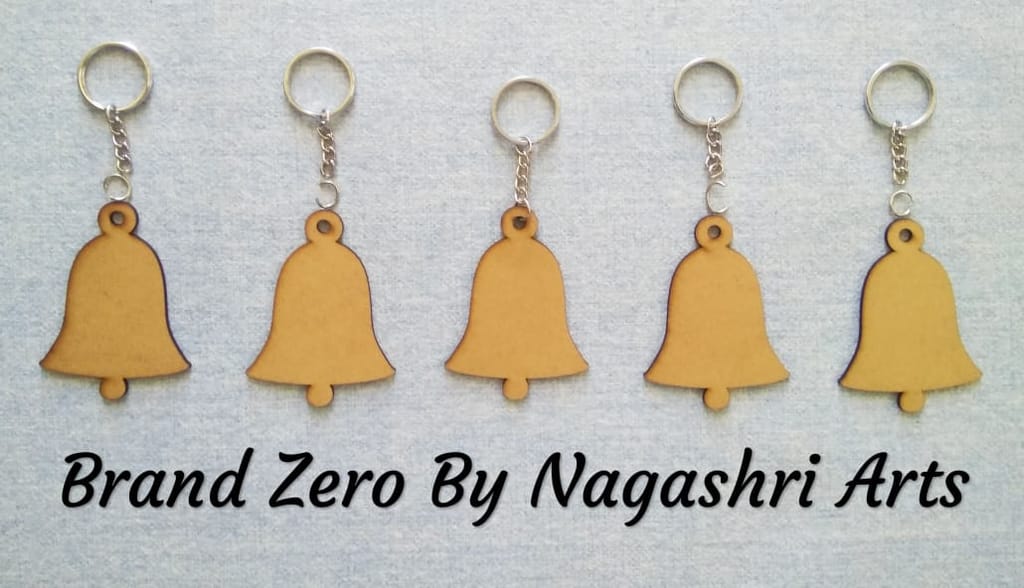 Brand Zero MDF Key Chain Bell Design - Combo Of 5 Pcs - Select Your preferred Size & Thickness