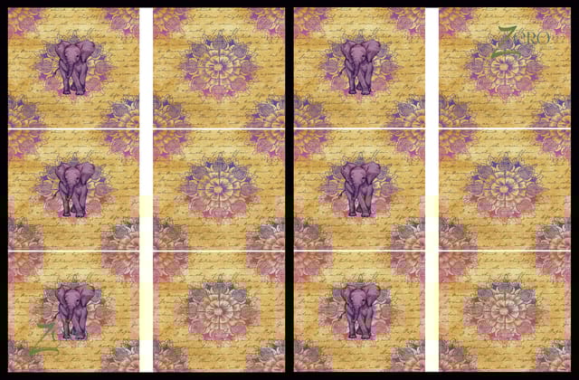 Brand Zero Luxury Speciality Decoupage Paper - Ethnic Elephant 2  Tiles