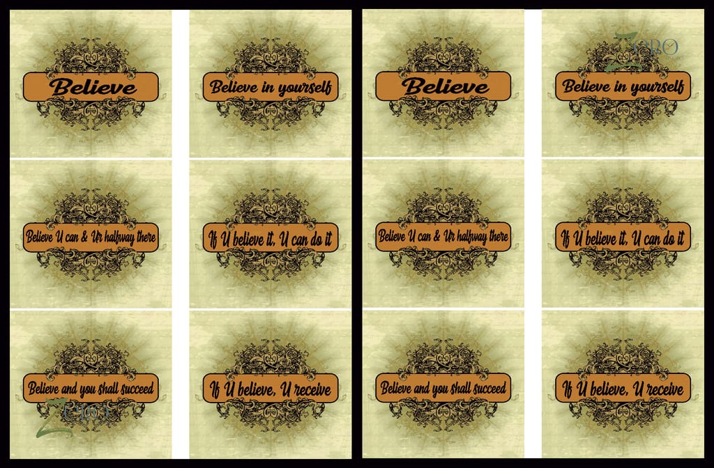 Brand Zero Luxury Speciality Decoupage Paper - Believe Quotes 1 Tiles