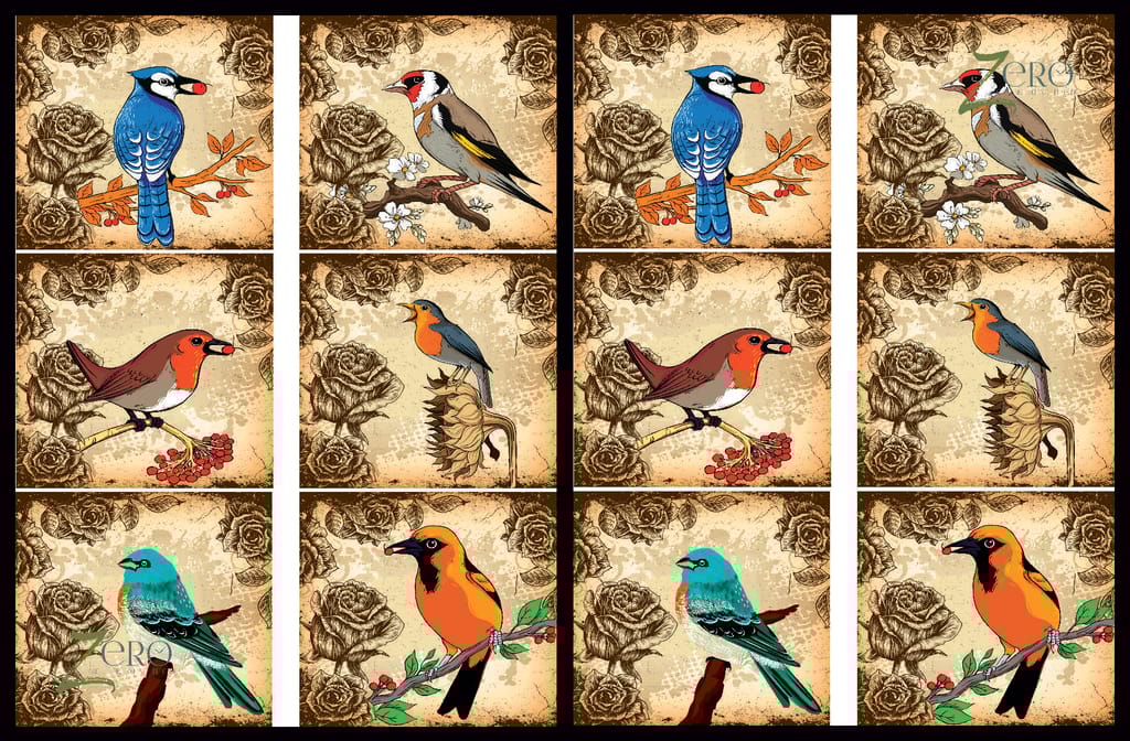 Brand Zero Luxury Speciality Decoupage Paper - Birds Paradise 1 Tiles