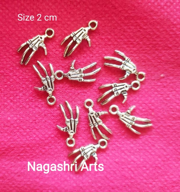 Brand Zero Metal Charms - Skull Hands Charms Pack of 10 Pcs