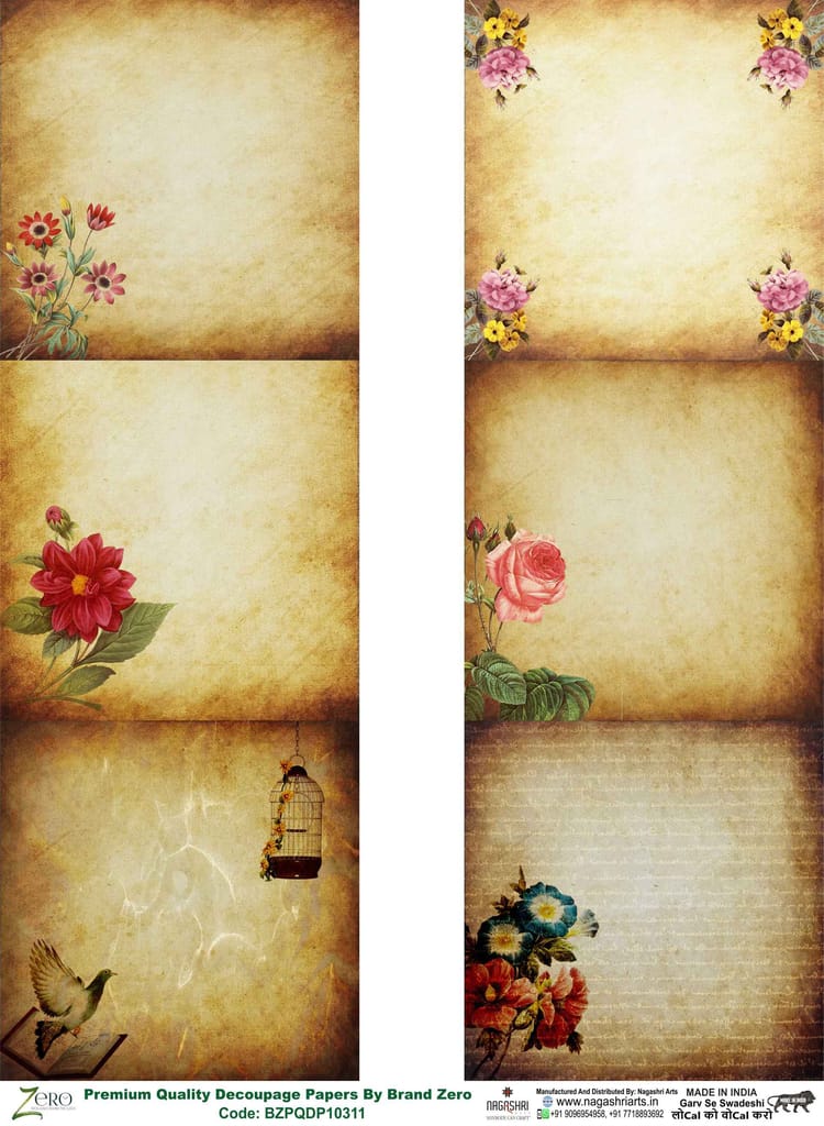 Brand Zero Premium Quality Decoupage Paper Pack of Two - Design Code: BZPQDP10312