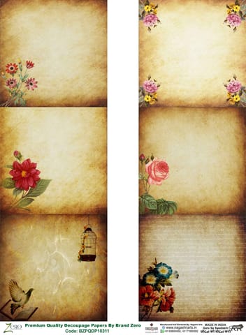 Brand Zero Premium Quality Decoupage Paper Pack of Two - Design Code: BZPQDP10312