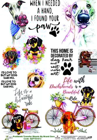 Brand Zero Pratibimb Transfer Sheets - BZPTS10013-Dog Love