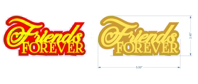 Brand Zero MDF Double Layered Quotes Fridge Magnet Design - Friends For Ever