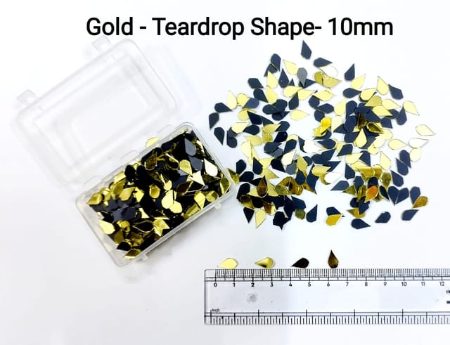 Gold Mirror Cutouts for Lippan Art - Teardrop Shape - 10mm - Select Your Quantity