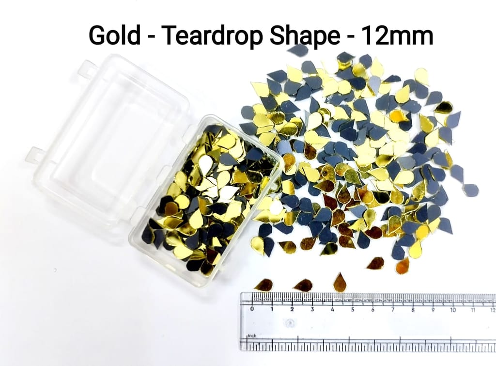 Gold Mirror Cutouts for Lippan Art - Teardrop Shape - 12mm - Select Your Quantity
