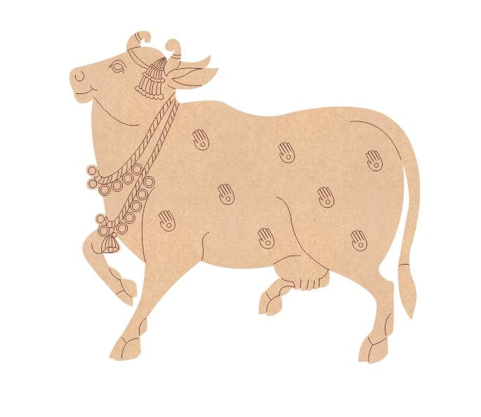 Brand Zero Pre Marked MDF Base - Pichwai Cow Left Facing Design 1 - Select Your Preference Of Size & Thickness