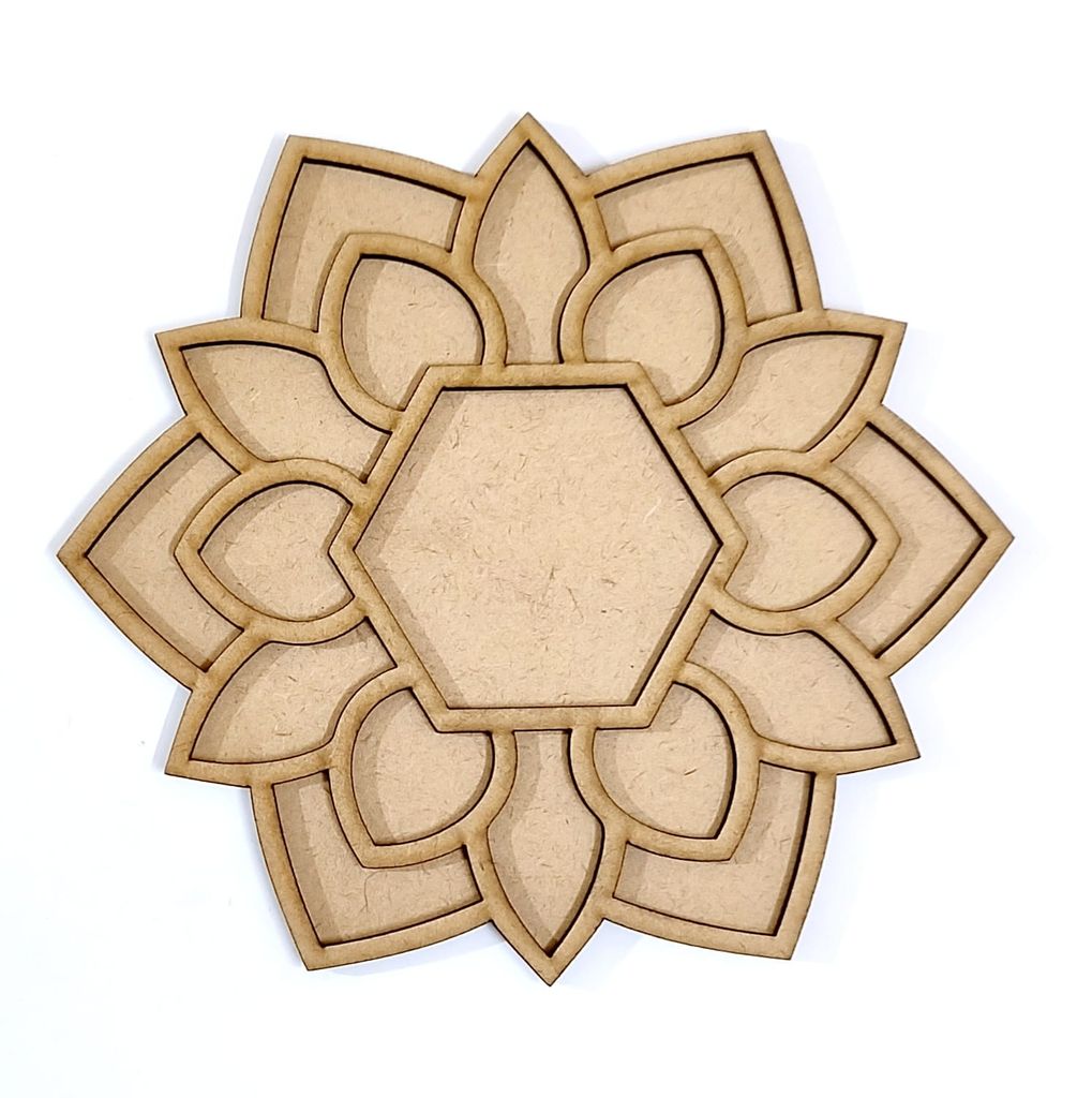 Brand Zero Double Layer MDF Rangoli Base - Design 1034 - Select Your Preference Of Size & Thickness