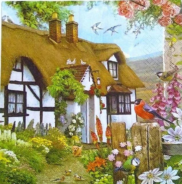 Decoupage Napkin / Tissue papers - 33cm by 33cm - House