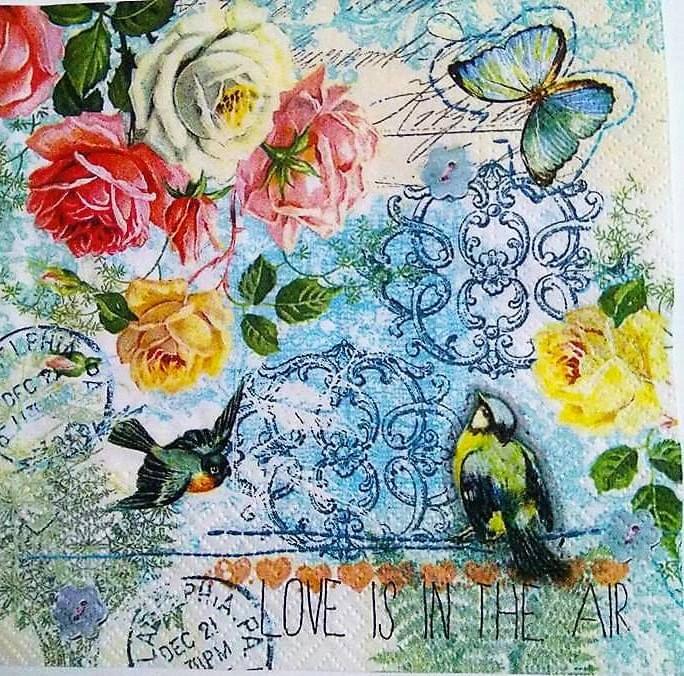 Decoupage Napkin / Tissue papers - 33cm by 33cm - Love is in the air