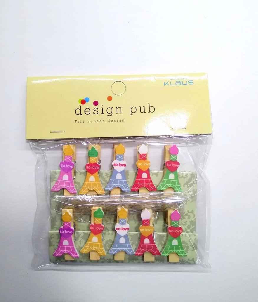 Wooden Photo Clips - Eiffel Tower - 10 Pcs Set