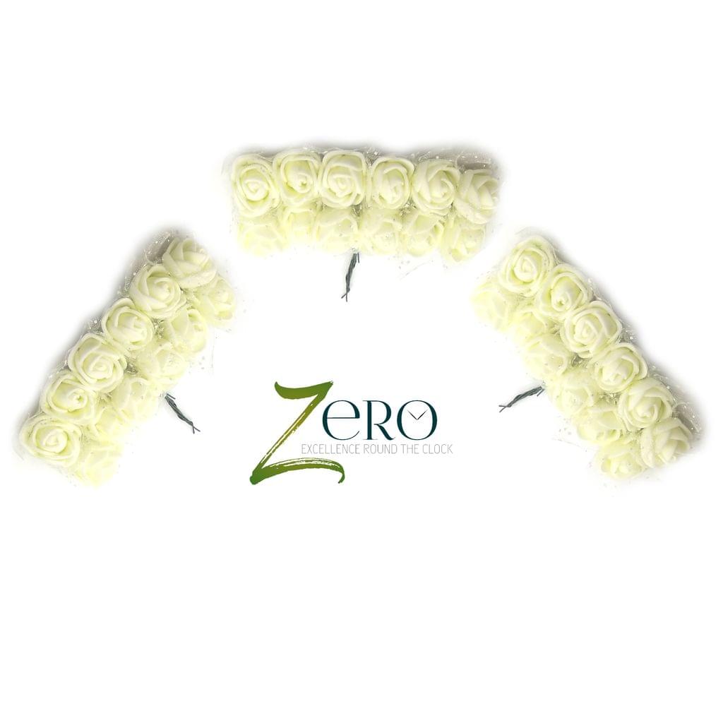 Bunch of 36 Pcs Hand Made Foam Flower Small - Off White Color