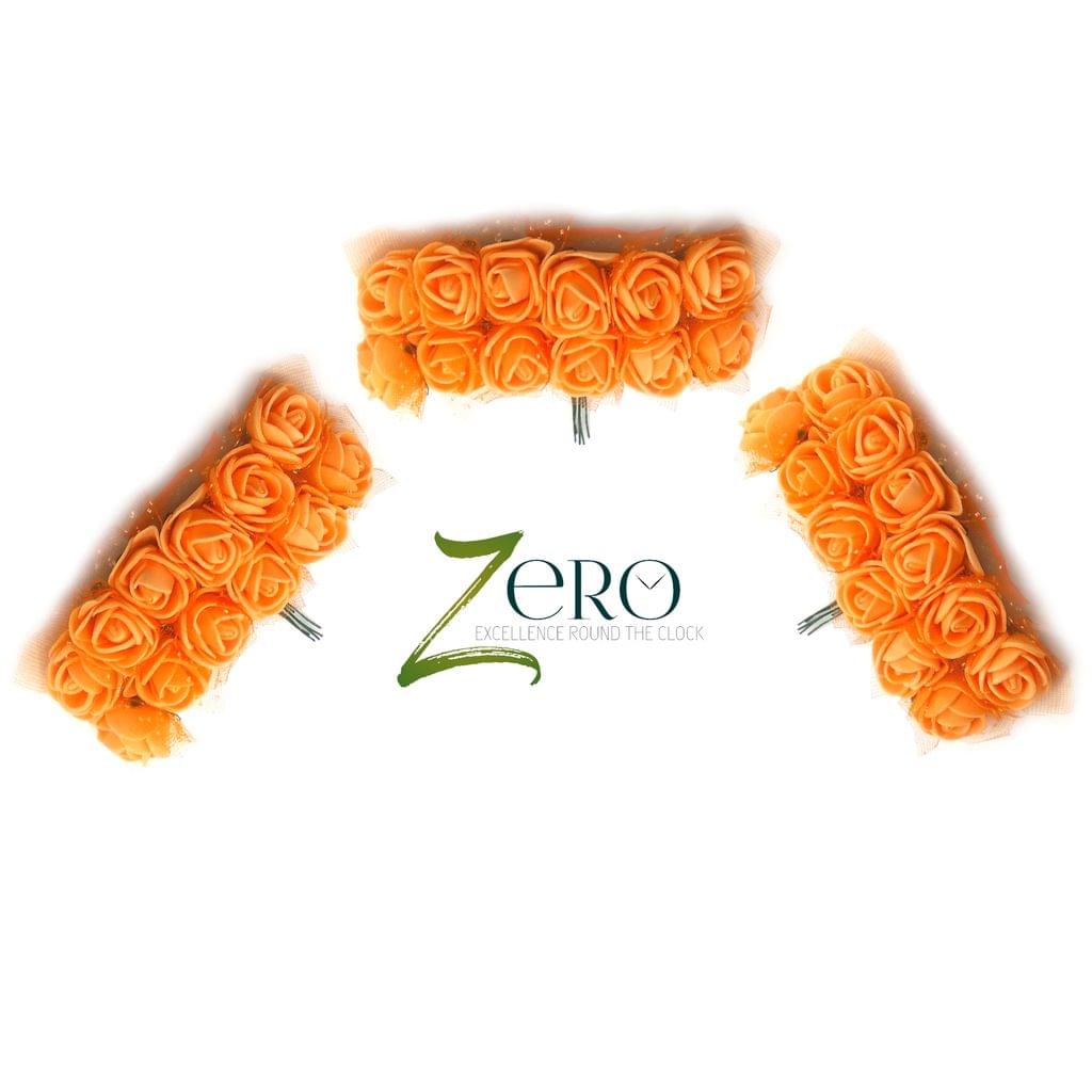 Bunch of 36 Pcs Hand Made Foam Flower Small - Orange Color