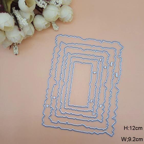Brand Zero Die - 6pcs Vintage Torn Rectangle Frame Metal Cutting Dies 12.0 x 9.2 CM