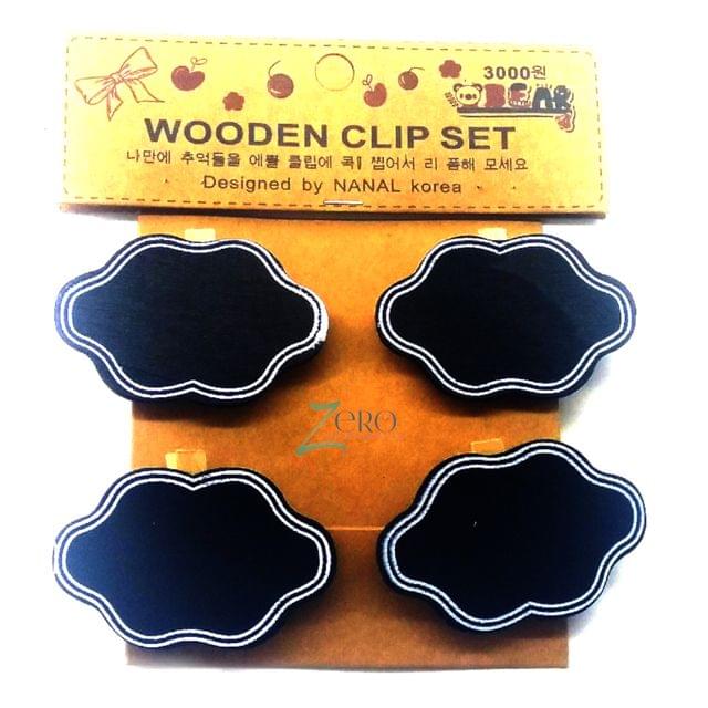 Mini Black Board Wooden Clips - Dream Designer Shape - 4 Pcs Set