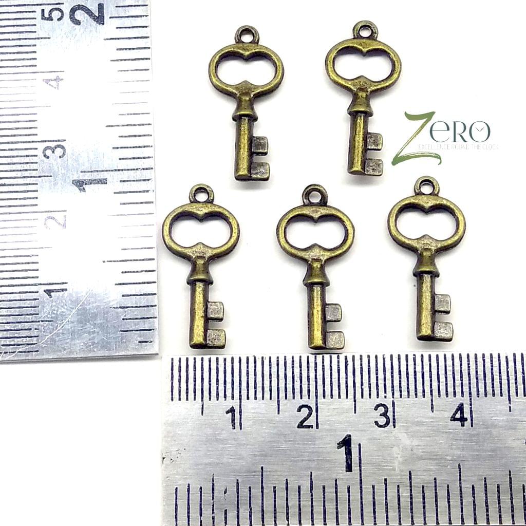 Brand Zero Vintage Metal Charms - Key Design 1 - Pack of 5 Pcs - 22mm*10mm*2mm