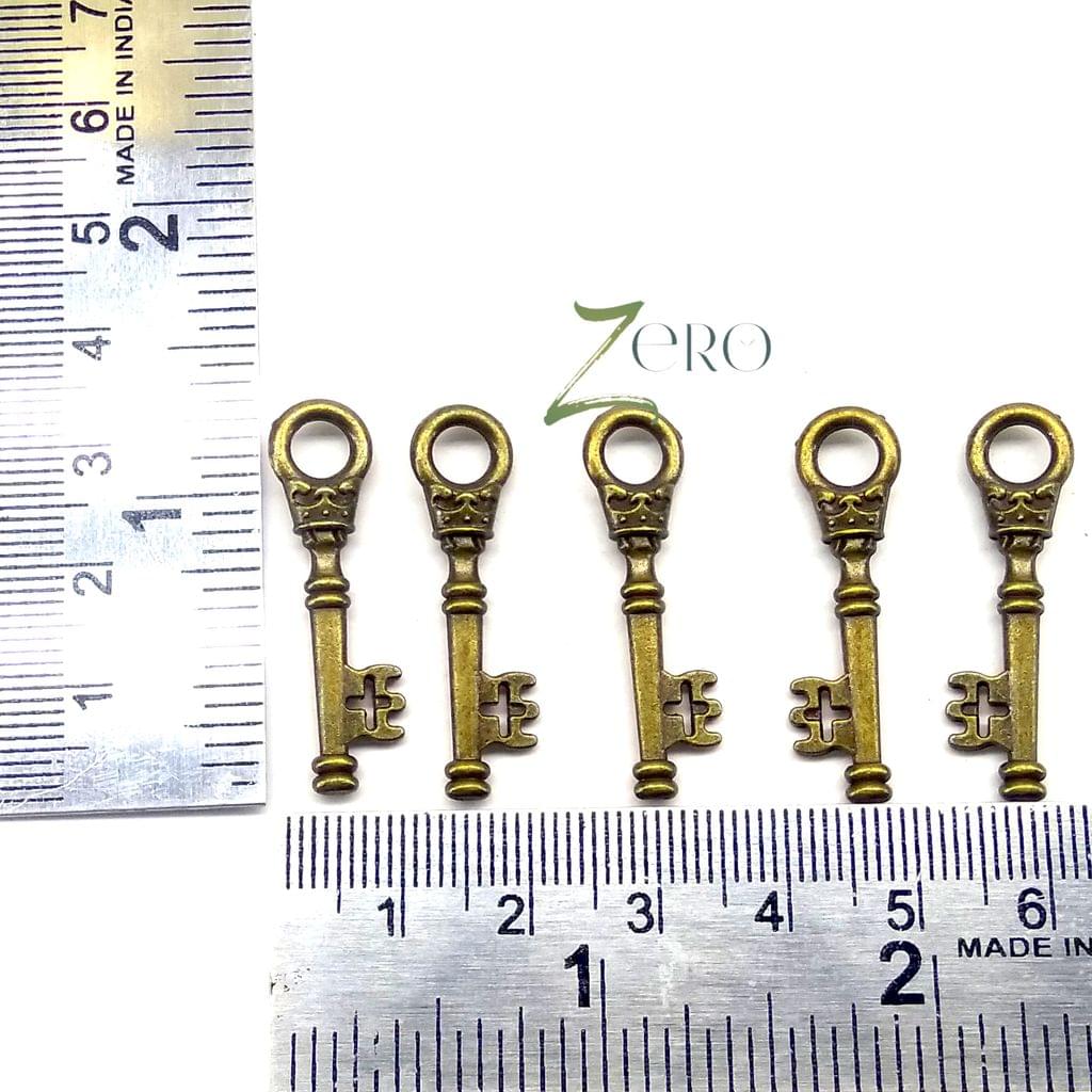 Brand Zero Vintage Metal Charms - Key Design 2 - Pack of 5 Pcs - 32mm*10mm*2mm