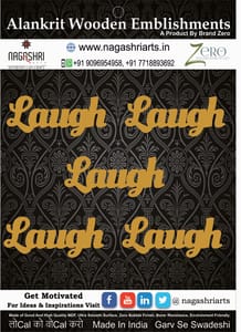 Brand Zero MDF Script Cutout Laugh 1 - Pack of 5 Pcs - Size: 2.0 Inches by 0.9 Inches And 2.5 mm Thick