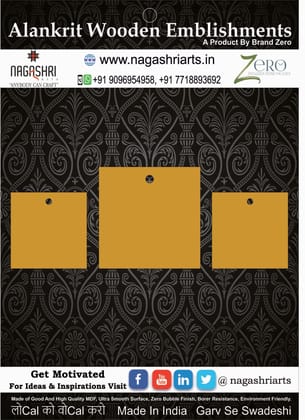 Brand Zero MDF Square Shape Pendant And Earrings Jewelry Base - Pack of 3 Pcs