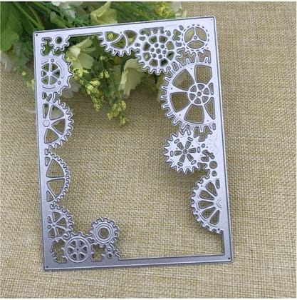 Brand Zero Die - Steampunk Gears Rectangle Frame Metal Cutting Dies 11.0 x 14.2 CM
