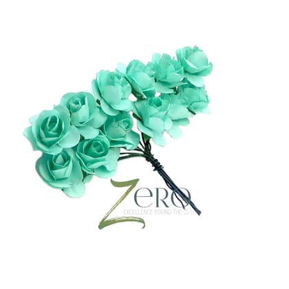 Bunch of 12 Pcs Hand Made Paper Flower - Sea Blue Color Bunch of 12 Pcs Hand Made Paper Flower - Sea Blue Color