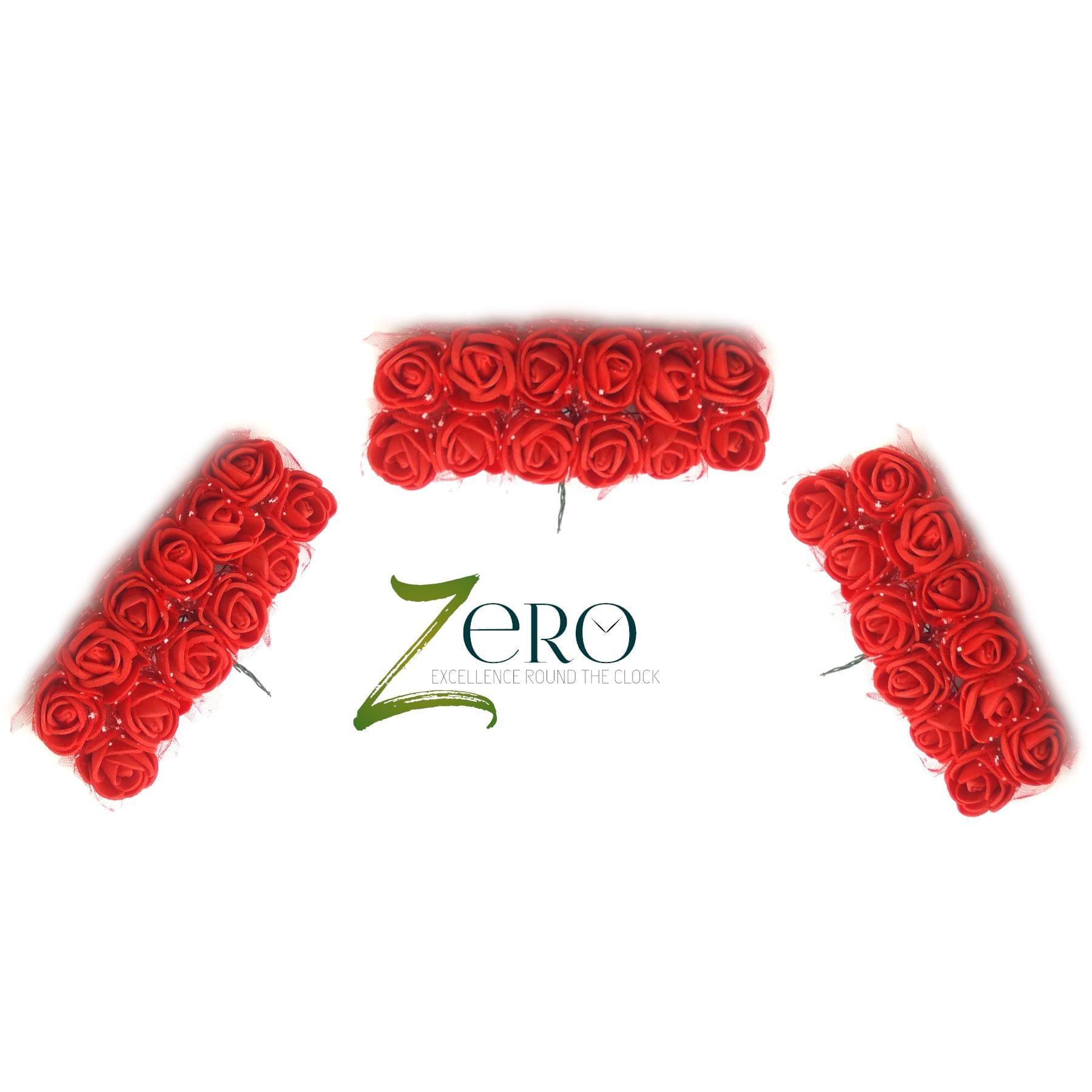 Bunch of 36 Pcs Hand Made Foam Flower Small - Red Color