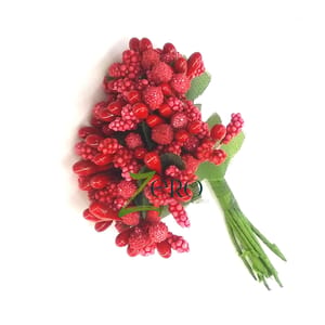 Bunch of 12 Pcs Two Tone Pollan - Charry Red Color