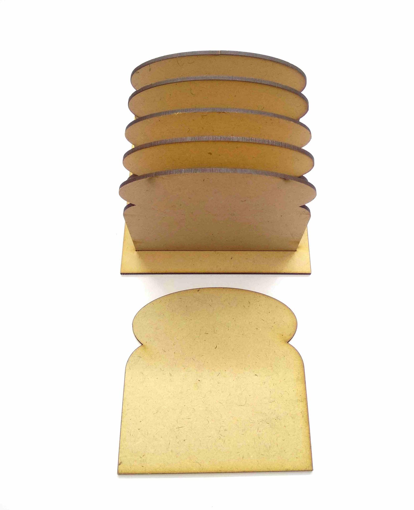 Brand Zero MDF Bread Coasters With Stand - Pack of 6 pcs Coasters And 1 Piece of Stand