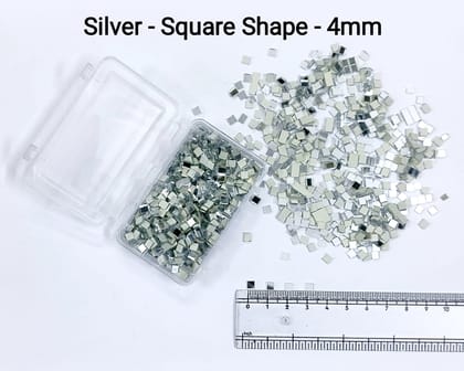 Silver Mirror Cutouts for Lippan Art - Square Shape - 4mm - Select Your Quantity Silver Mirror Cutouts for Lippan Art - Square Shape - 4mm - Select Your Quantity