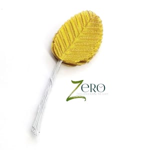 Bunch of 10 Pcs Hand Made Fabric Leaves - Gold Color