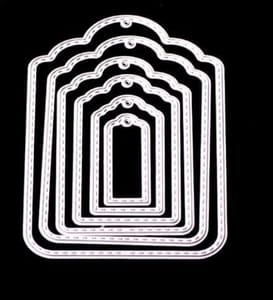 Brand Zero Die - 6 Pcs Decorative Rectangle Stitched Frames Metal Cutting Dies 8.1 x 12.1 CM