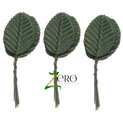 Bunch of 30 Pcs Hand Made Fabric Leaves - Silver Color