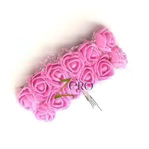 Bunch of 12 Pcs Hand Made Foam Flower Small - Pink Color