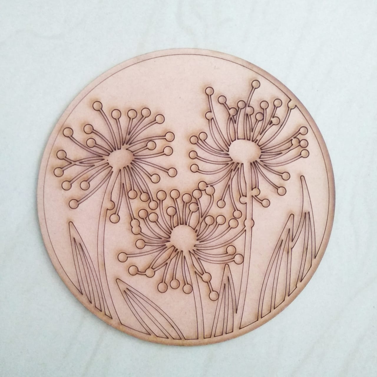 Brand Zero Pre Marked MDF Base - Floral Design 1 - Select Your Preference Of Size & Thickness