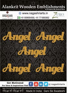 Brand Zero MDF Script Cutout Angle Design 1 - Pack of 5 Pcs - Size: 2.0 Inches by 0.8 Inches And 2.5 mm Thick