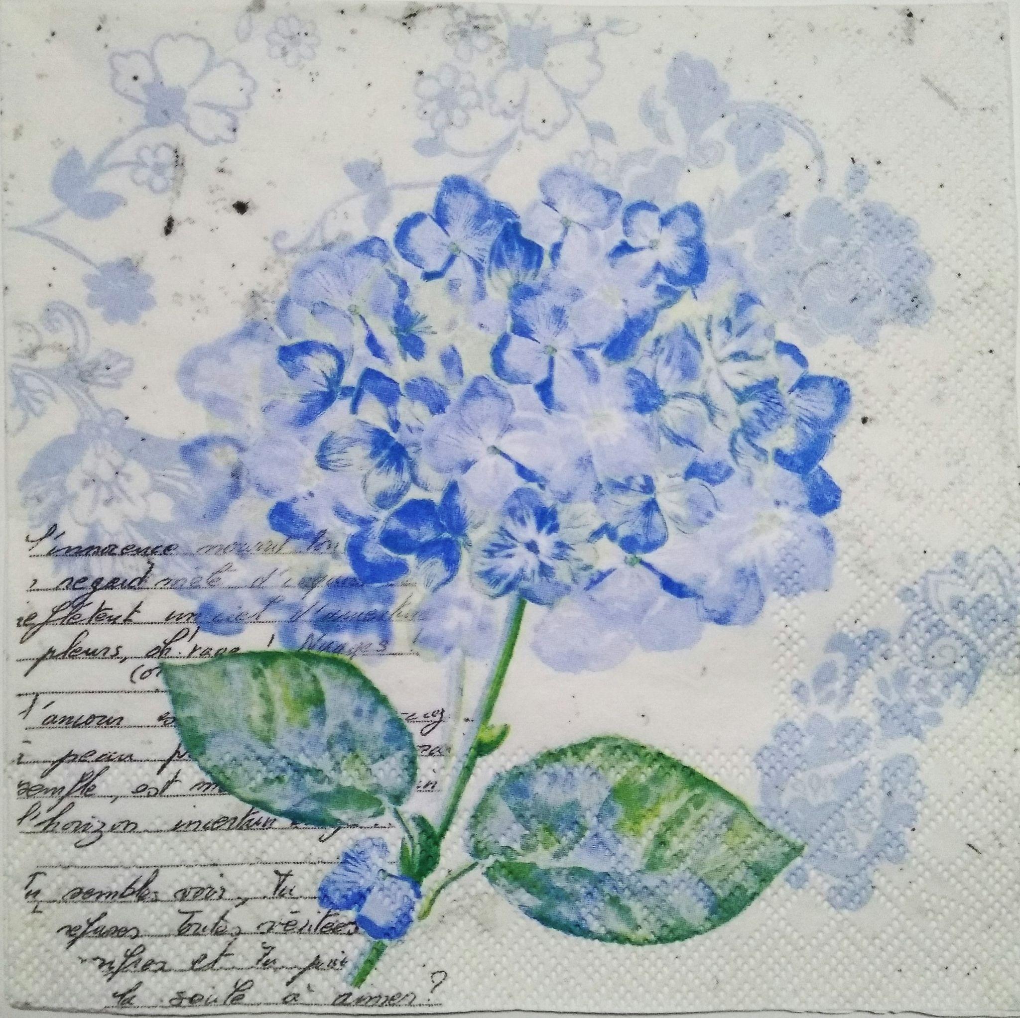 Decoupage Napkin / Tissue papers - Blue Hydrangea